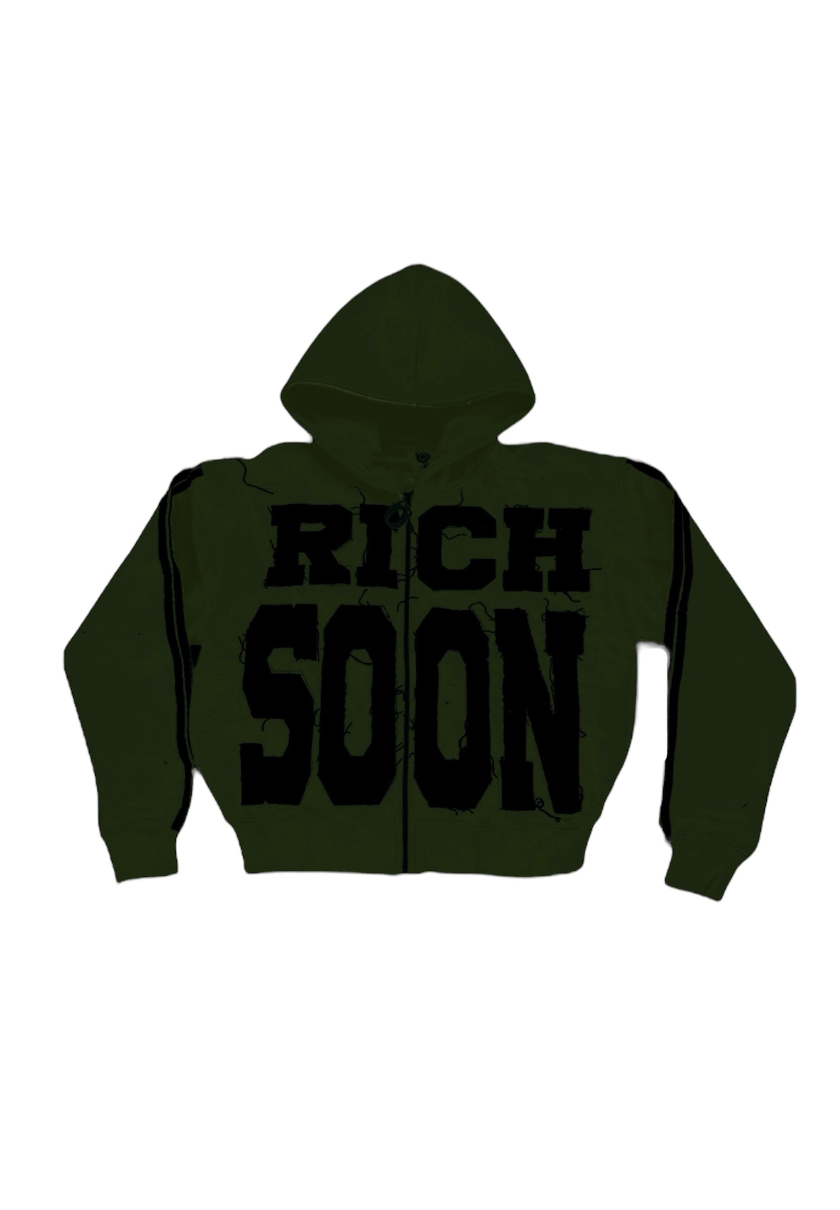 Olive Green Distressed Rich Soon Zip Up