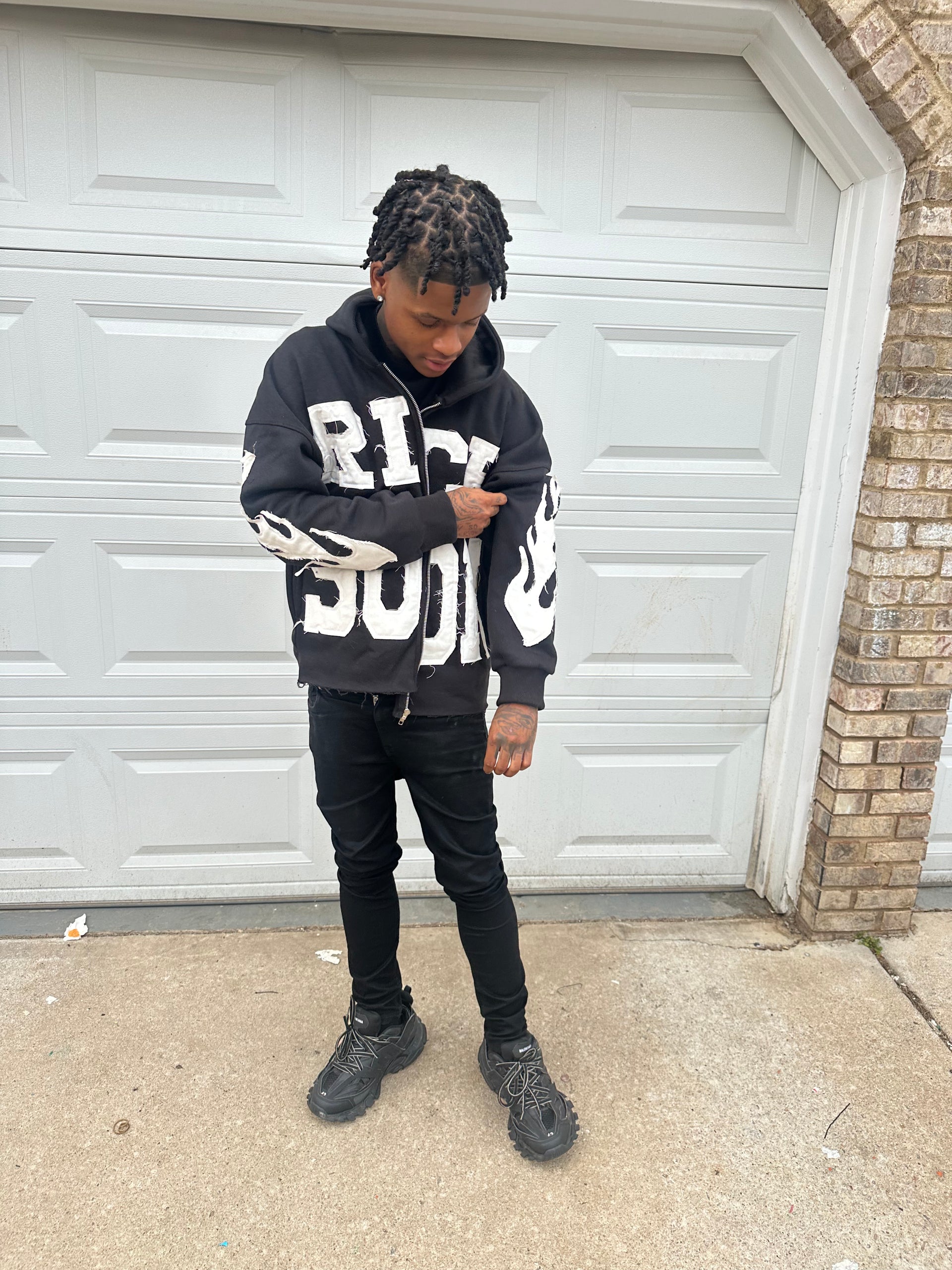 Distressed Rich Soon Zip Ups
