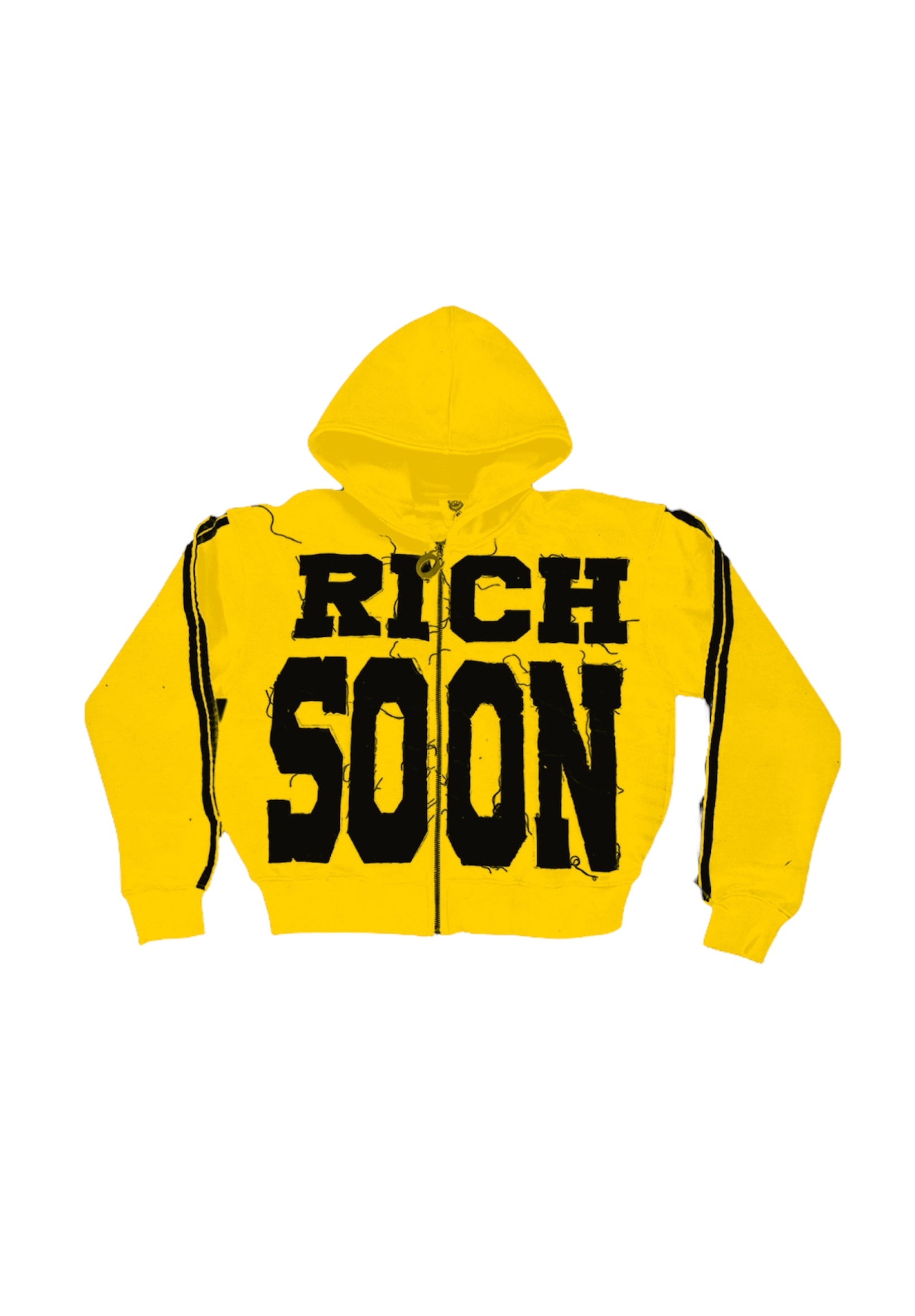 Yellow Distressed Rich Soon Zip Up