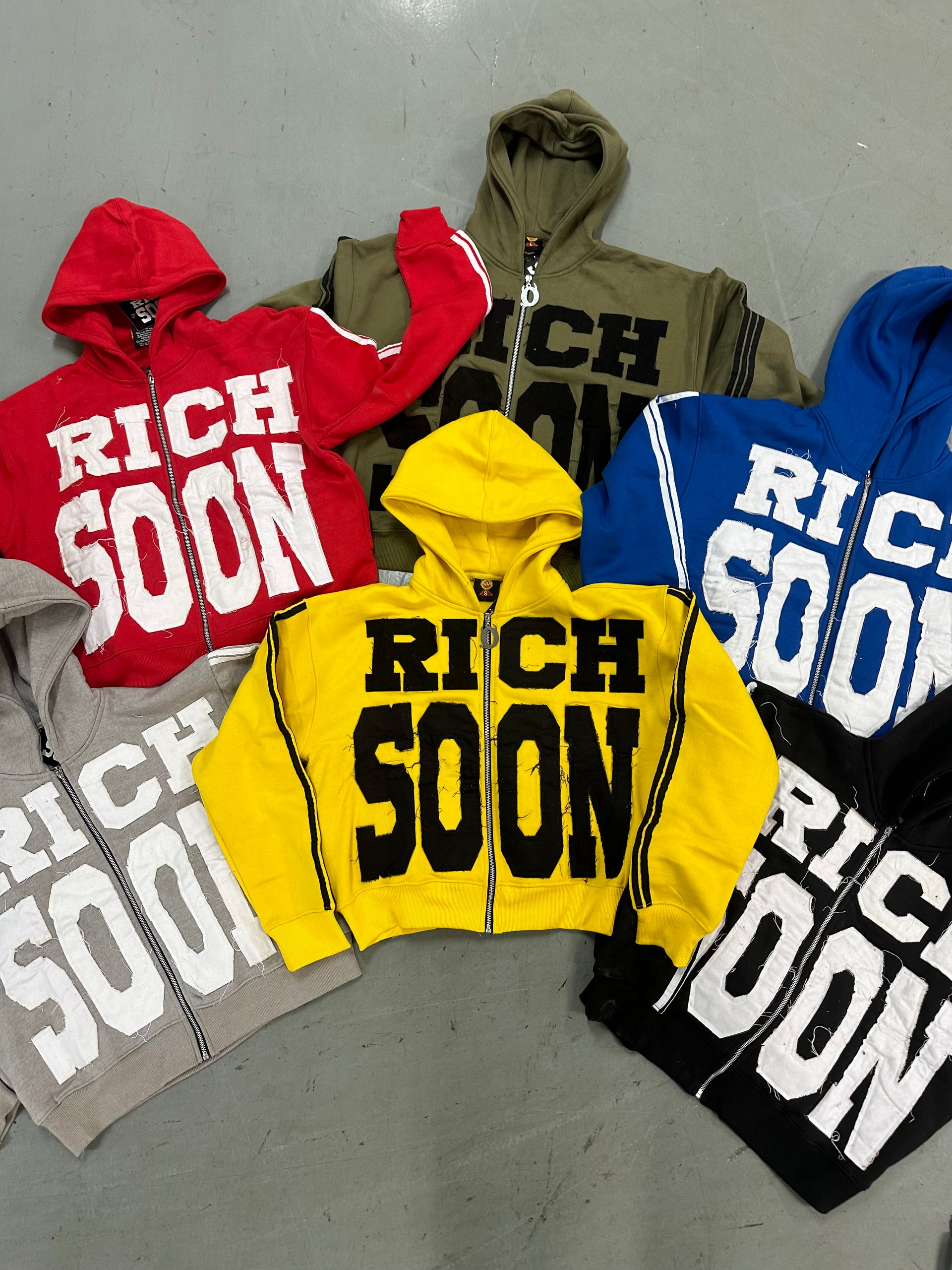 Red Distressed Rich Soon Zip Up