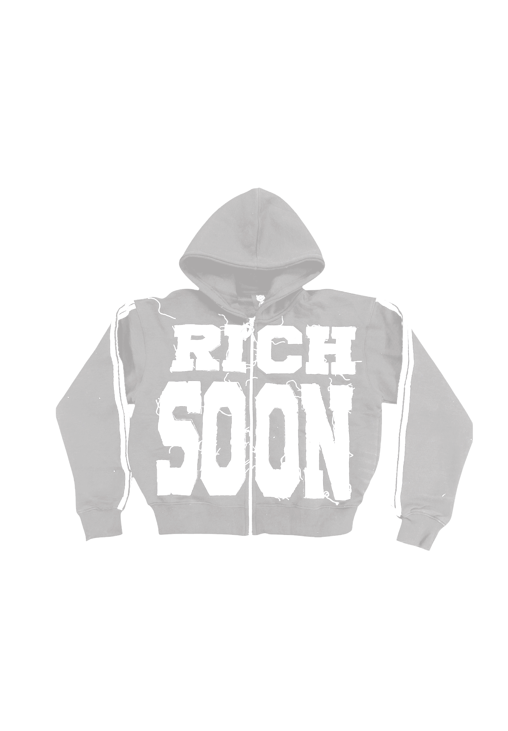 Grey Distressed Rich Soon Zip Up