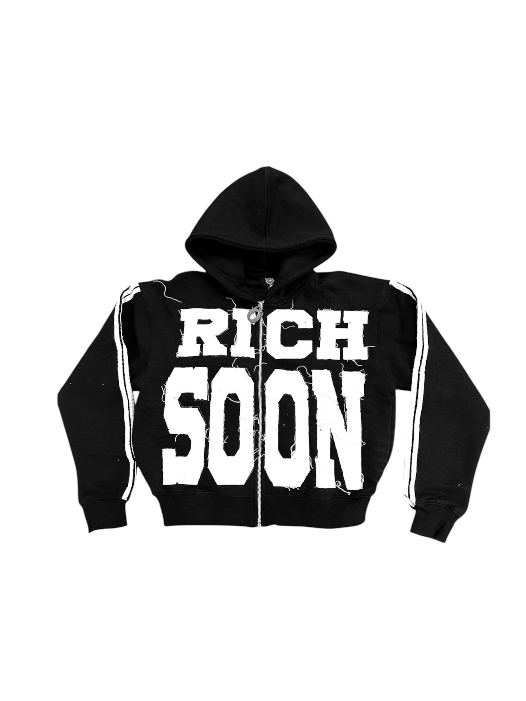 Black Distressed Rich Soon Zip Up